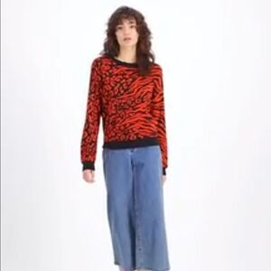 Bar III Animal-Print Jacquard Sweater Sz XS